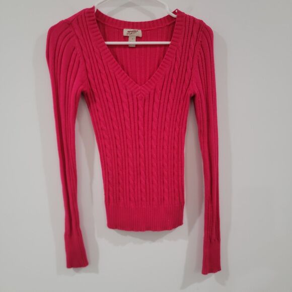 Y2K Arizona Womens Sweater Size Small Cable Knit Hot Pink Mean Girl Retro - Picture 1 of 6
